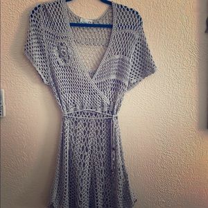 Grey cotton crochet cover